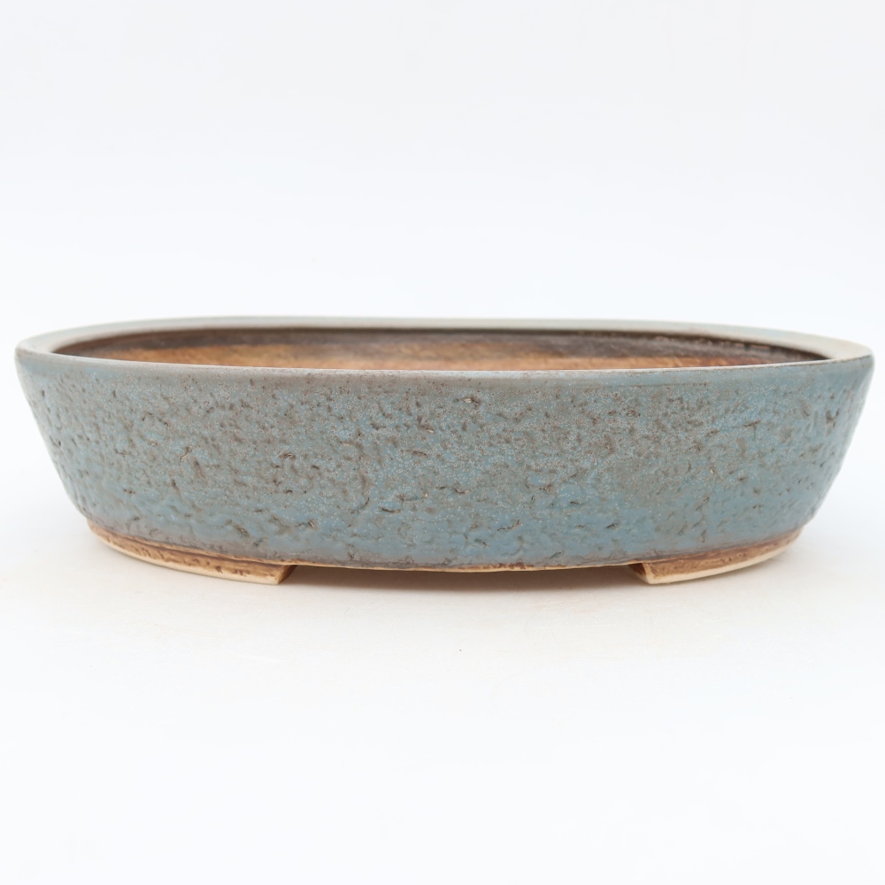 Pot à bonsaï en céramique 27 x 24 x 5,5 cm, couleur bleue