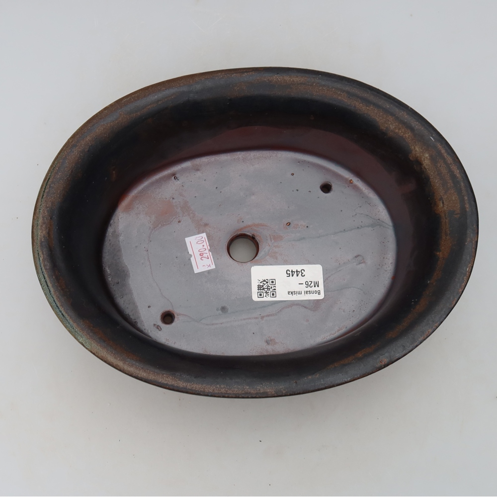 Pot à bonsaï en céramique 22,5 x 17,5 x 6,5 cm, couleur marron