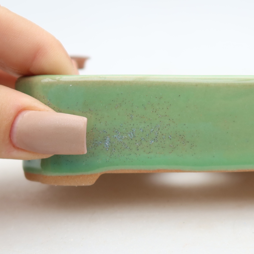 Pot à bonsaï en céramique 10,5 x 9 x 3 cm, couleur verte