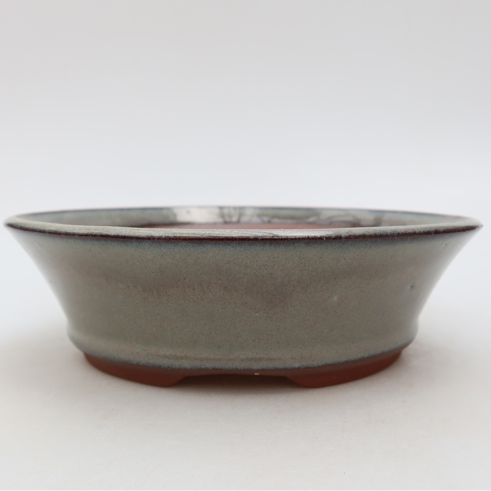 Bol à bonsaï en céramique 17,5 x 17,5 x 5 cm, gris