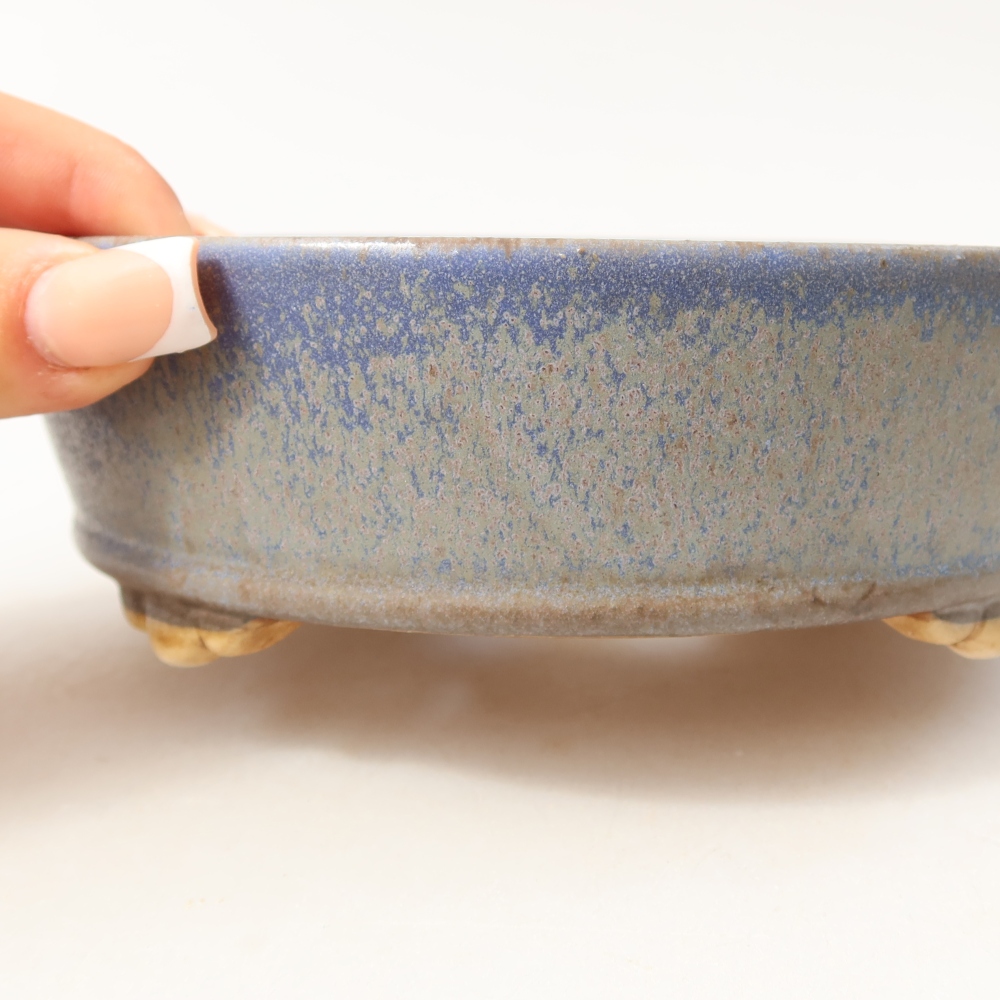 Pot à bonsaï en céramique 15,5 x 15,5 x 5 cm, couleur bleue