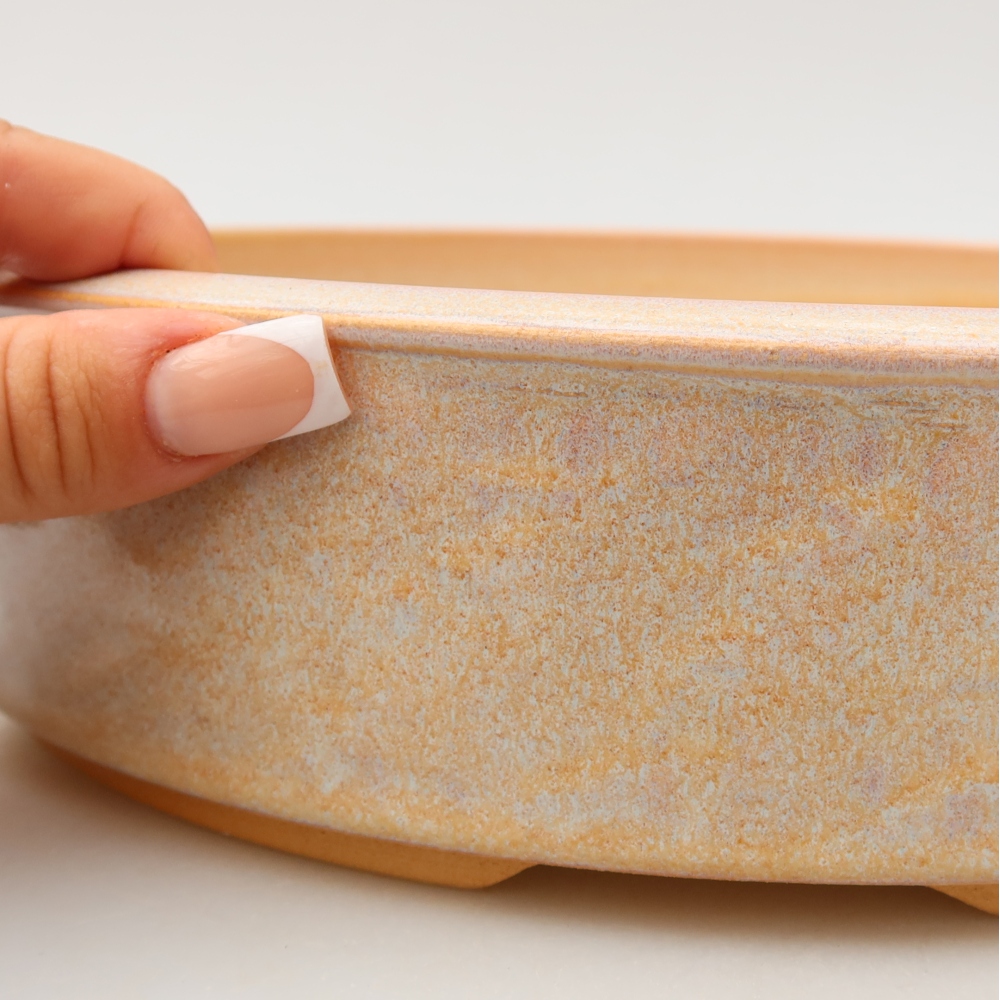 Pot à bonsaï en céramique 26,5 x 26,5 x 6,5 cm, couleur beige