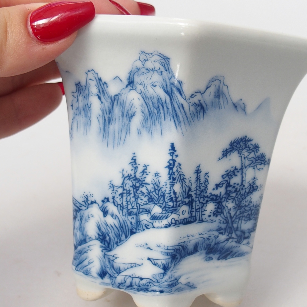 Bol à bonsaï en céramique 10 x 9 x 9 cm, couleur blanc