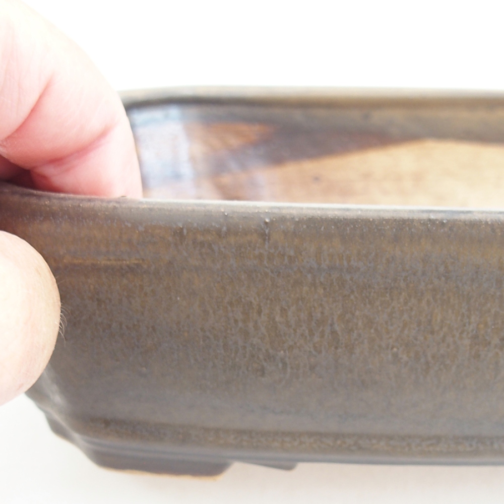 Bol à bonsaï en céramique 21 x 18 x 6 cm, brun