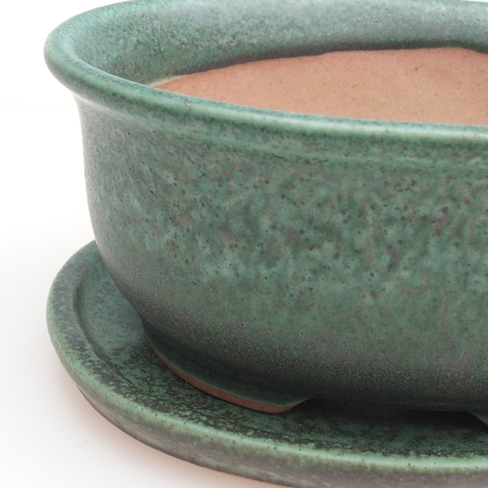 Bol bonsaï + soucoupe H11 - 11,5 x 10 x 4 cm - vert