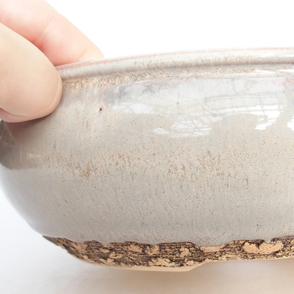 Bol à bonsaï en céramique 20,5 x 20,5 x 7 cm, gris