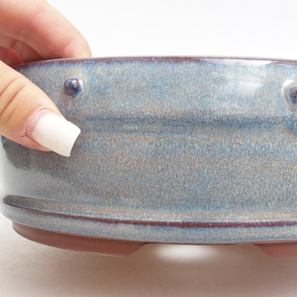 Bol à bonsaï en céramique 18,5 x 18,5 x 7 cm, couleur bleu