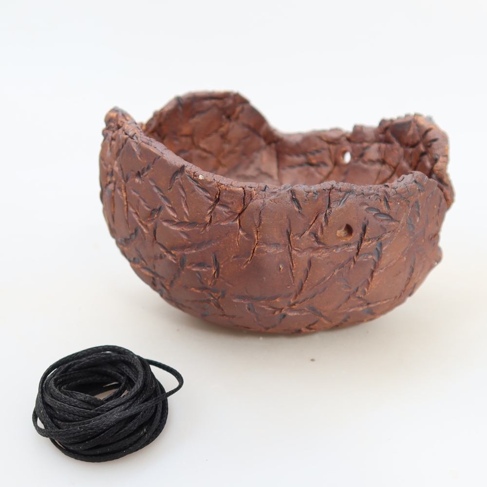Coquille en céramique pour kokedama, 12 x 12 x 7,5 cm, couleur marron