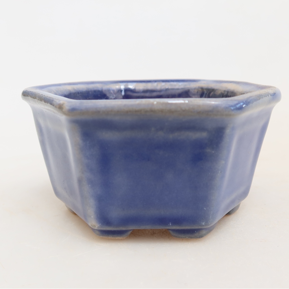 Bol à bonsaï en céramique 7,5 x 7 x 4 cm, couleur bleu