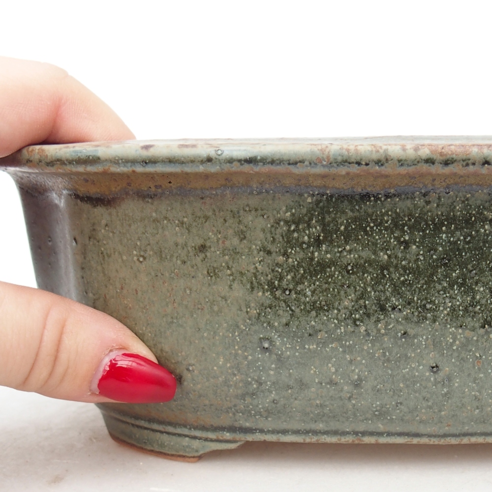 Bol à bonsaï en céramique 22 x 18 x 7,5 cm, vert