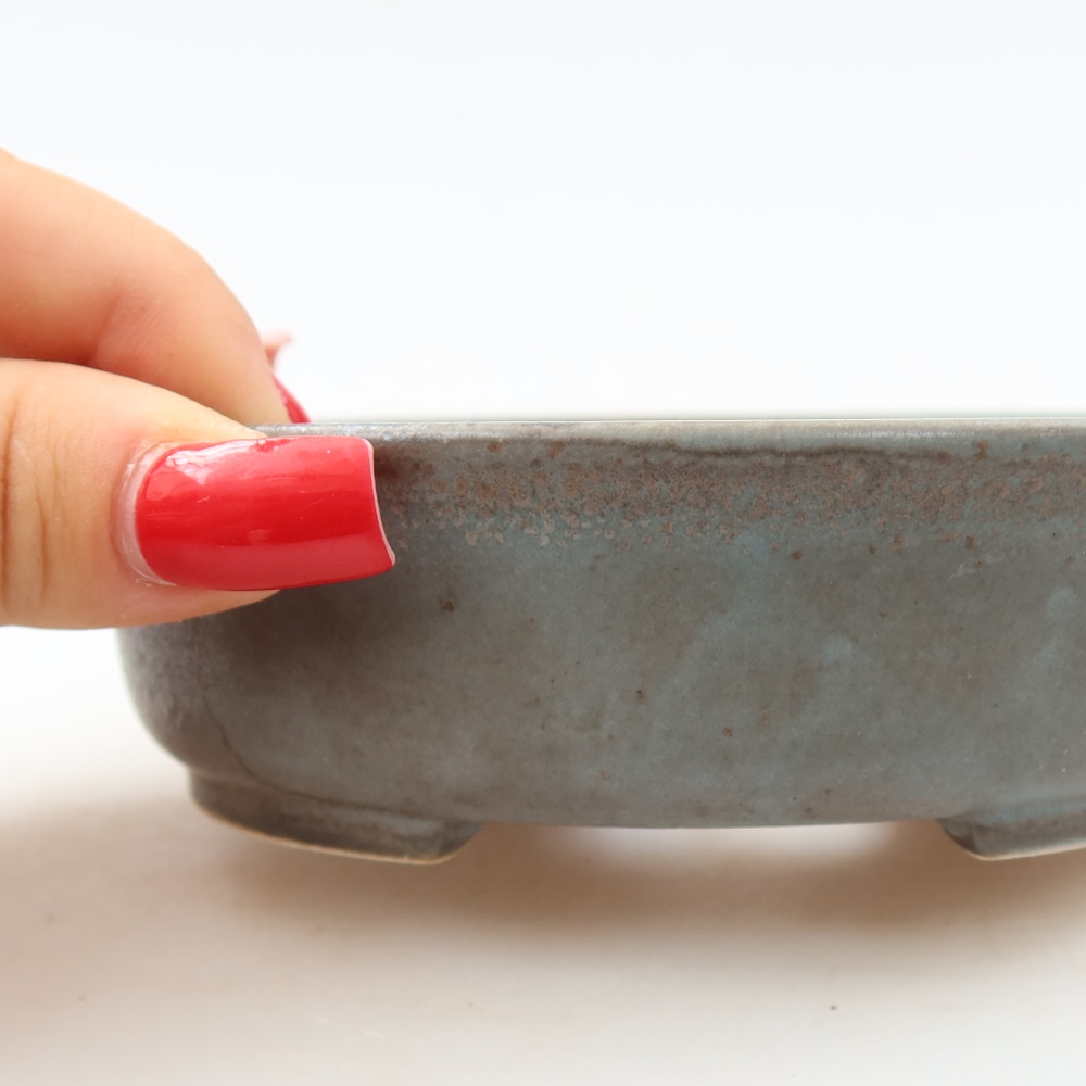 Pot à bonsaï en céramique 12,5 x 11,5 x 3,5 cm, couleur bleue