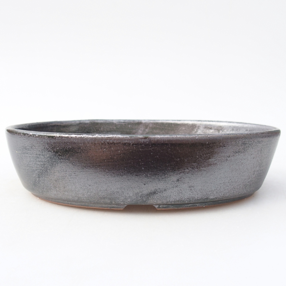 Bol à bonsaï en céramique 18,5 x 13,5 x 4,5 cm, vert métallique