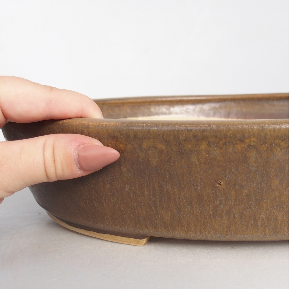 Bol à bonsaï en céramique 31,5 x 27,5 x 6,5 cm, brun