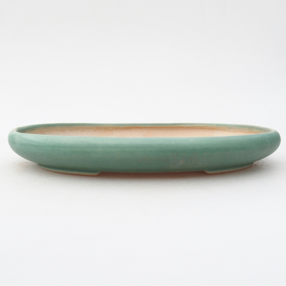 Bol à bonsaï en céramique 22,5 x 16,5 x 3 cm, vert