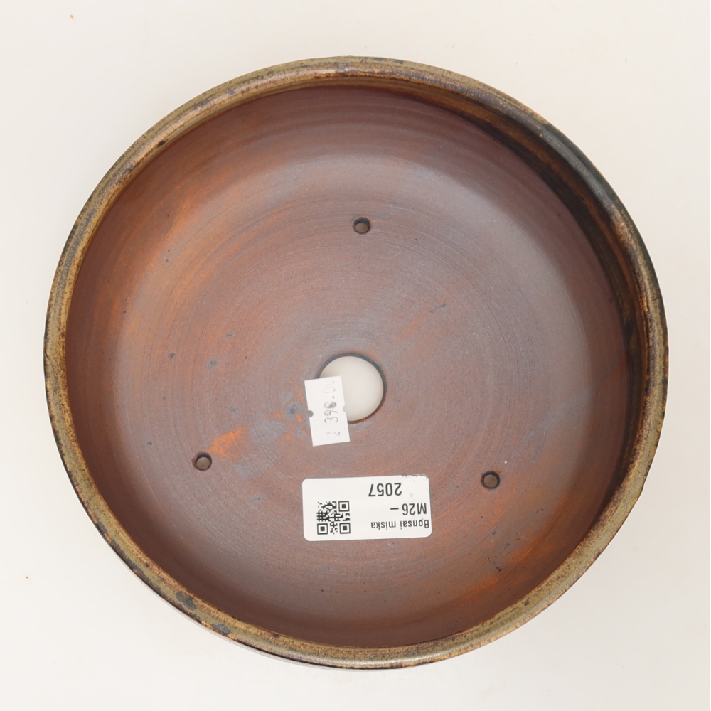 Pot à bonsaï en céramique 17,5 x 17,5 x 6 cm, couleur marron