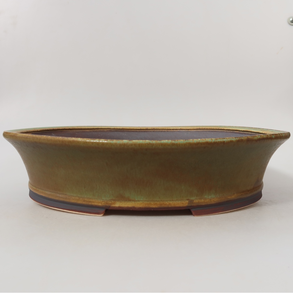 Pot à bonsaï en céramique 31,5 x 28 x 7 cm, couleur bleue