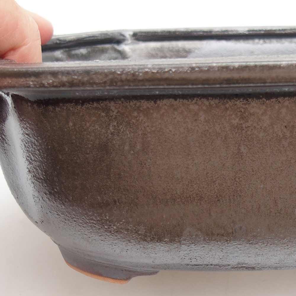 Bol à bonsaï en céramique 22 x 16,5 x 7 cm, couleur métal