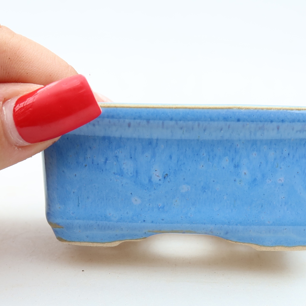 Pot à bonsaï en céramique 8 x 6,5 x 3,5 cm, couleur bleue