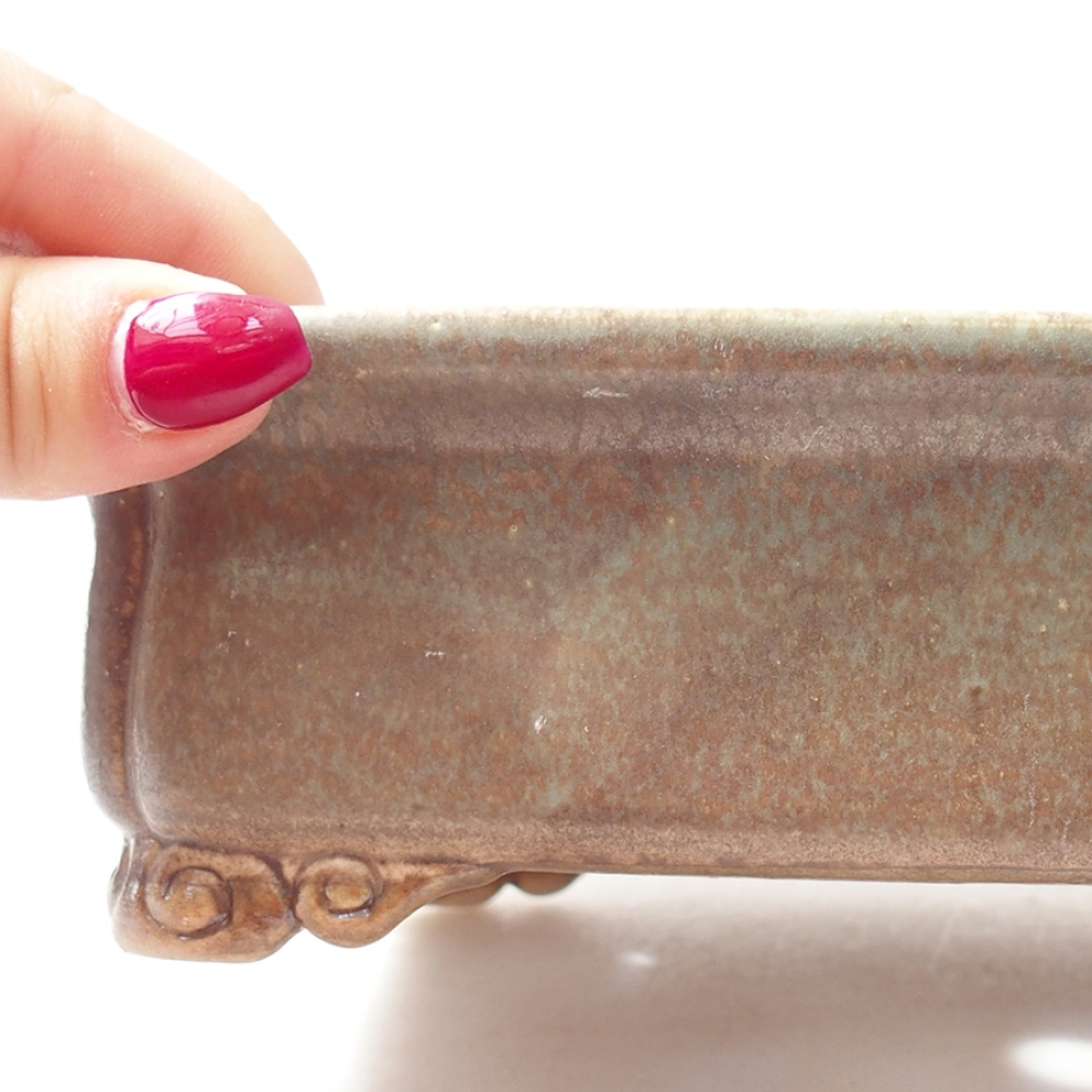 Bol à bonsaï en céramique 19,5 x 16,5 x 6 cm, vert