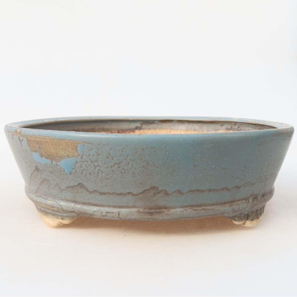 Bol à bonsaï en céramique 18 x 18 x 5 cm, couleur bleu