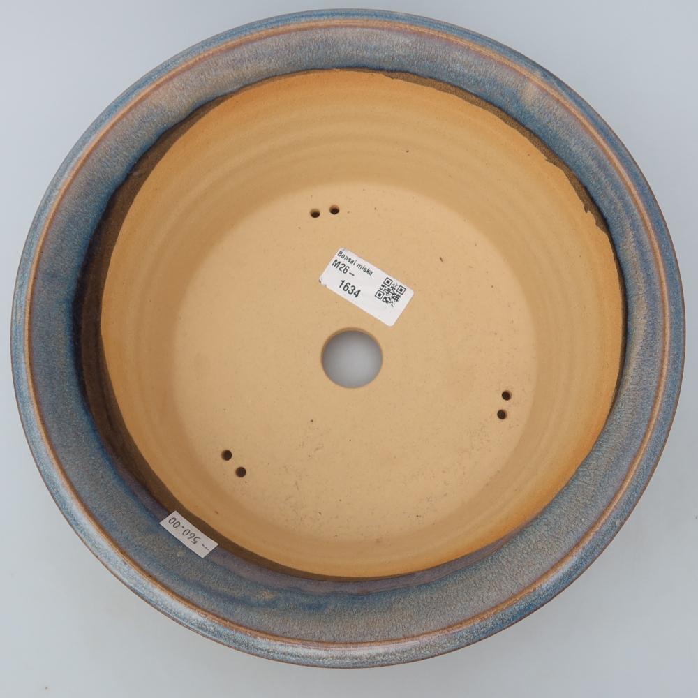 Pot à bonsaï en céramique 25,5 x 25,5 x 8,5 cm, couleur bleue