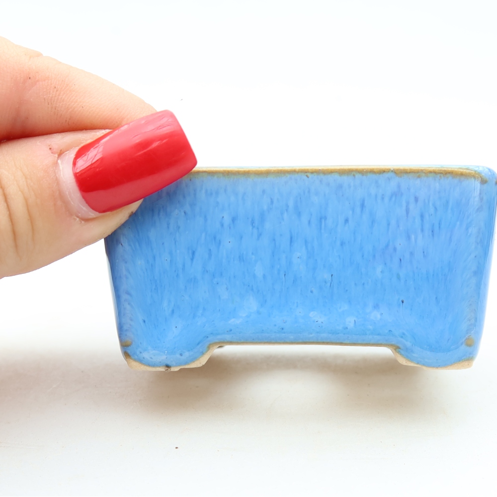 Pot à bonsaï en céramique 6,5 x 5 x 3,5 cm, couleur bleue