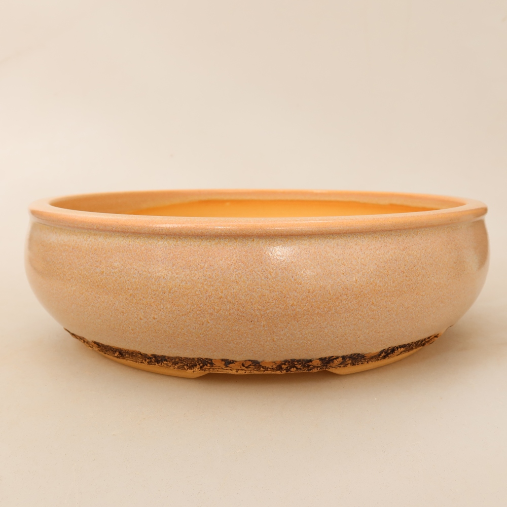 Pot à bonsaï en céramique 23 x 23 x 7 cm, couleur beige