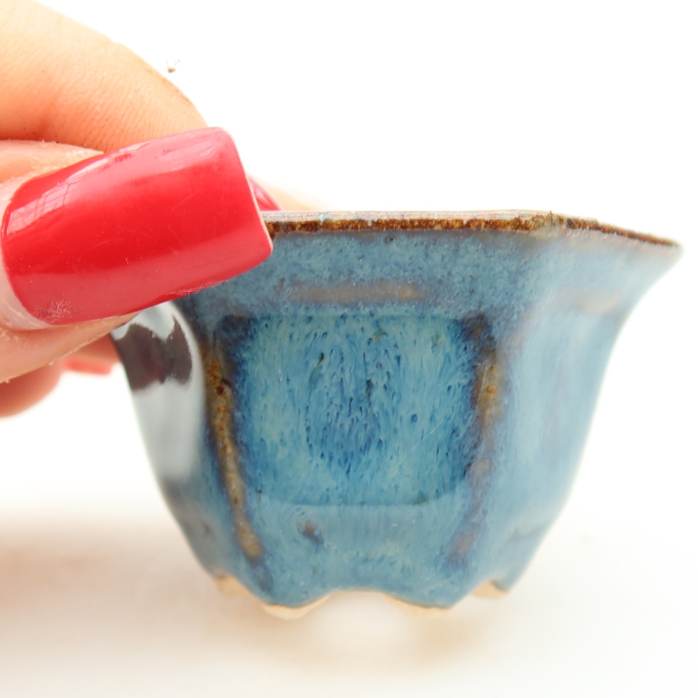 Pot à bonsaï en céramique 5,5 x 5 x 3 cm, couleur bleue