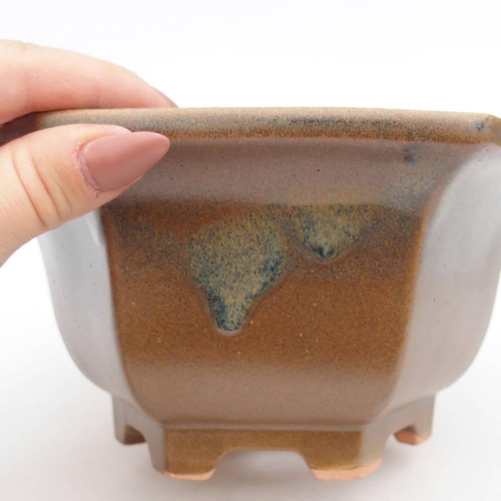 Bol à bonsaï en céramique 18,5 x 16,5 x 9 cm, brun