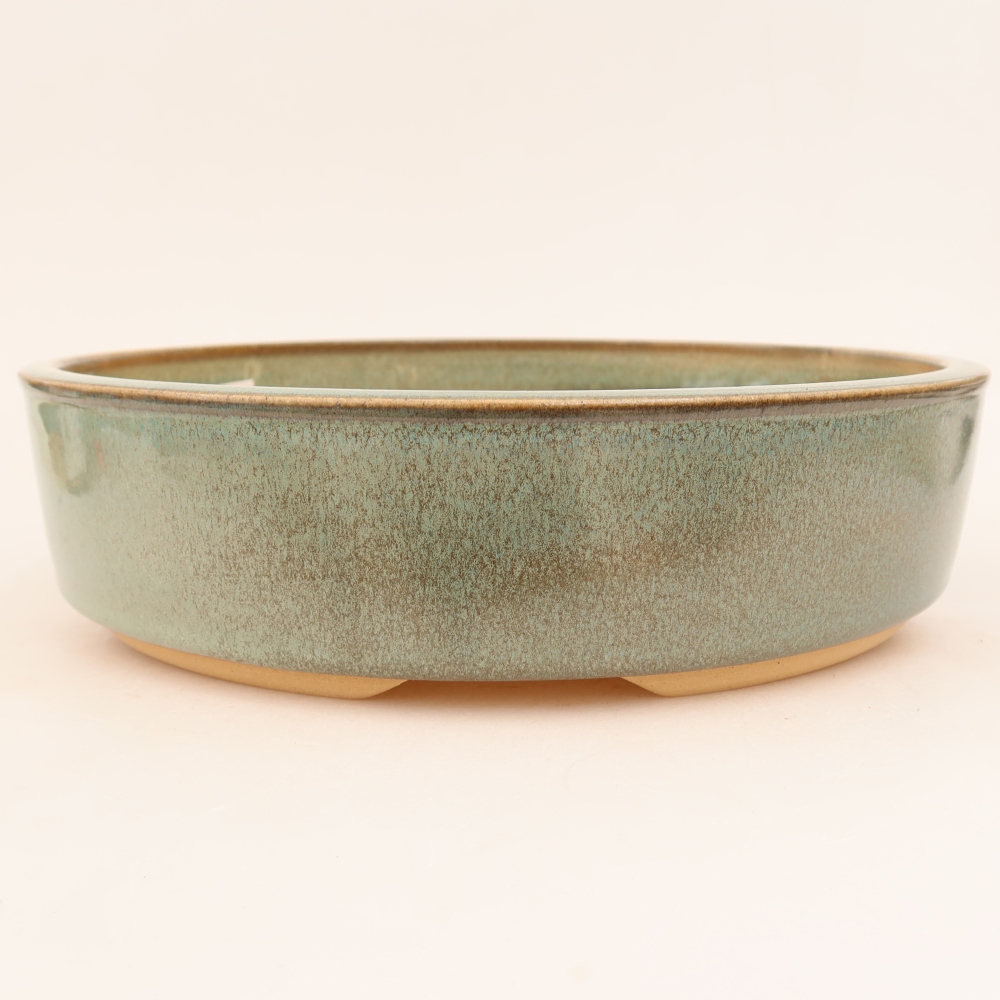 Pot à bonsaï en céramique 26,5 x 26,5 x 6,5 cm, couleur verte