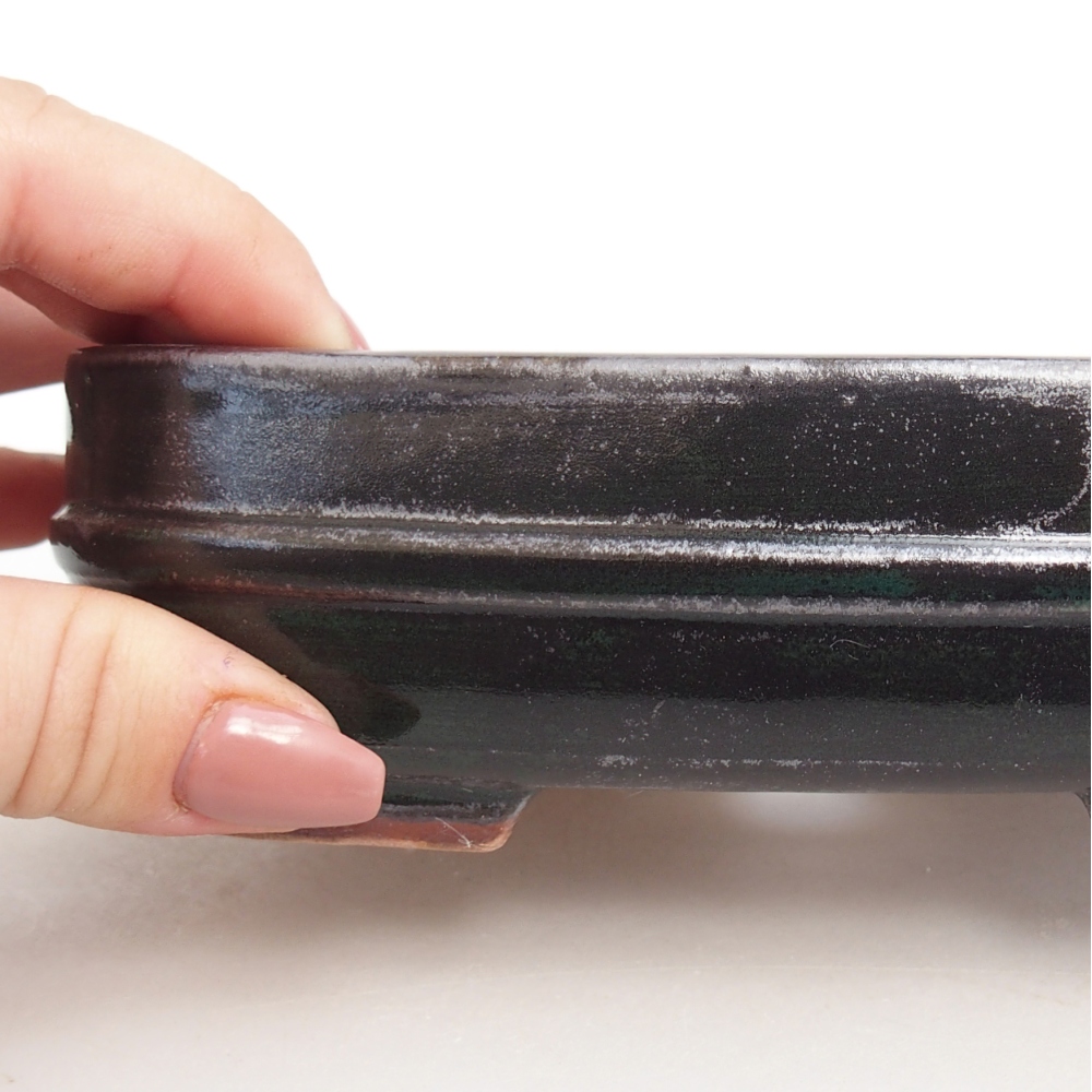 Bol à bonsaï en céramique 14,5 x 12,5 x 4,5 cm, couleur noire