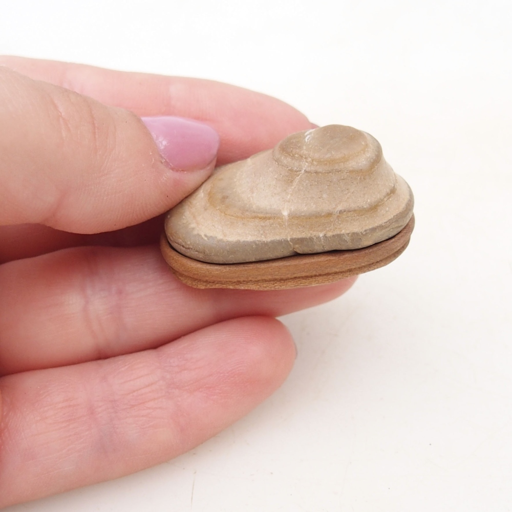 Suiseki - Pierre avec DAI (base en bois)