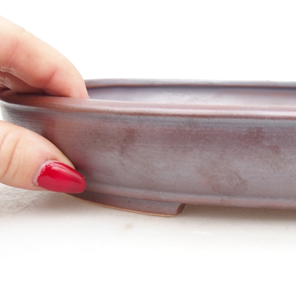 Bol à bonsaï en céramique 24,5 x 20 x 4 cm, couleur métal