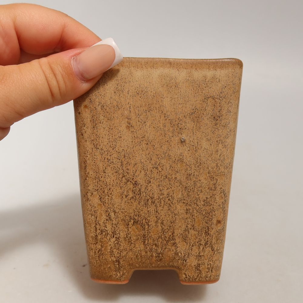 Pot à bonsaï en céramique 7,5 x 7,5 x 10,5 cm, couleur beige