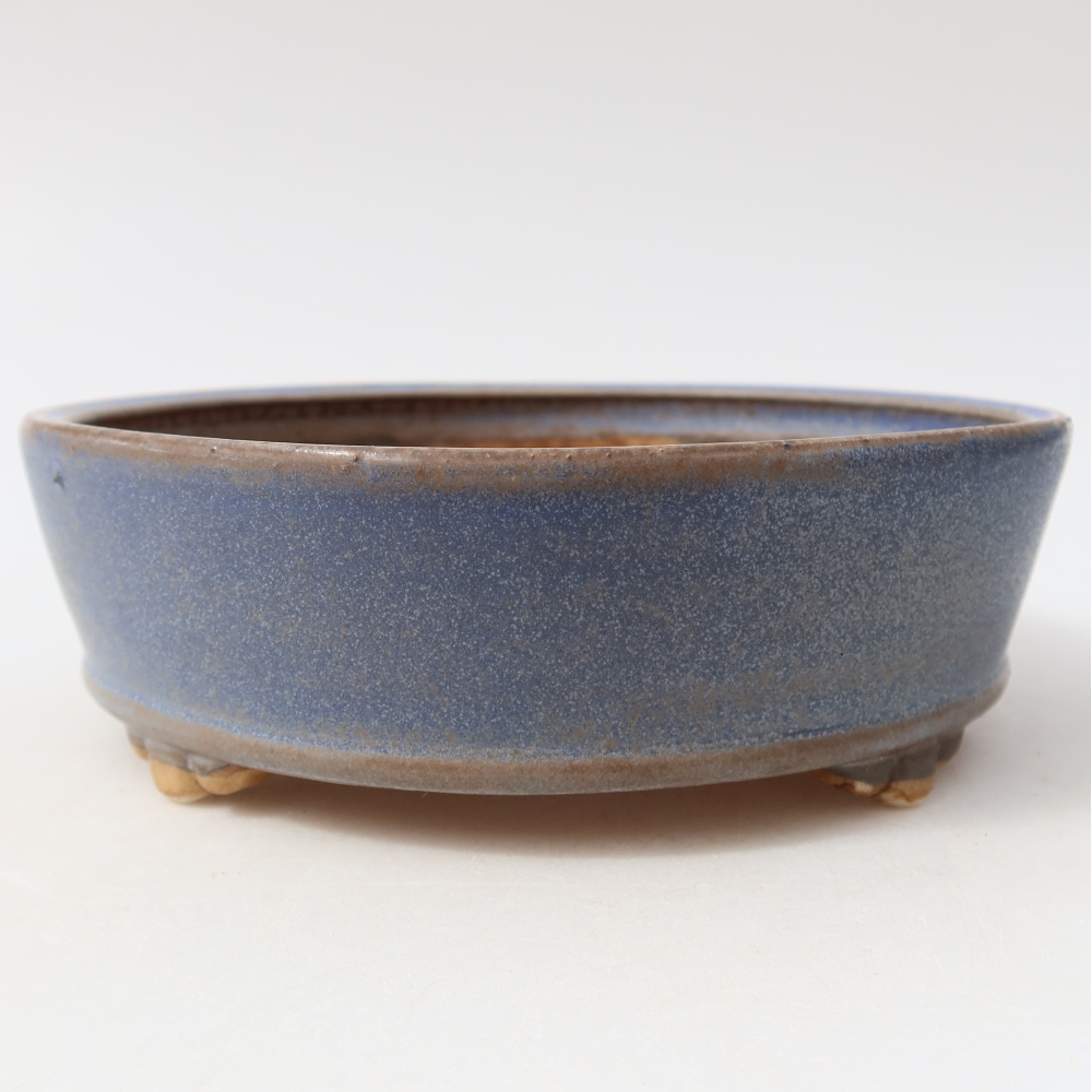 Pot à bonsaï en céramique 15,5 x 15,5 x 5 cm, couleur bleue