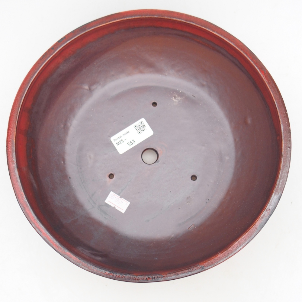 Bol à bonsaï en céramique 24,5 x 24,5 x 7,5 cm, couleur rouge