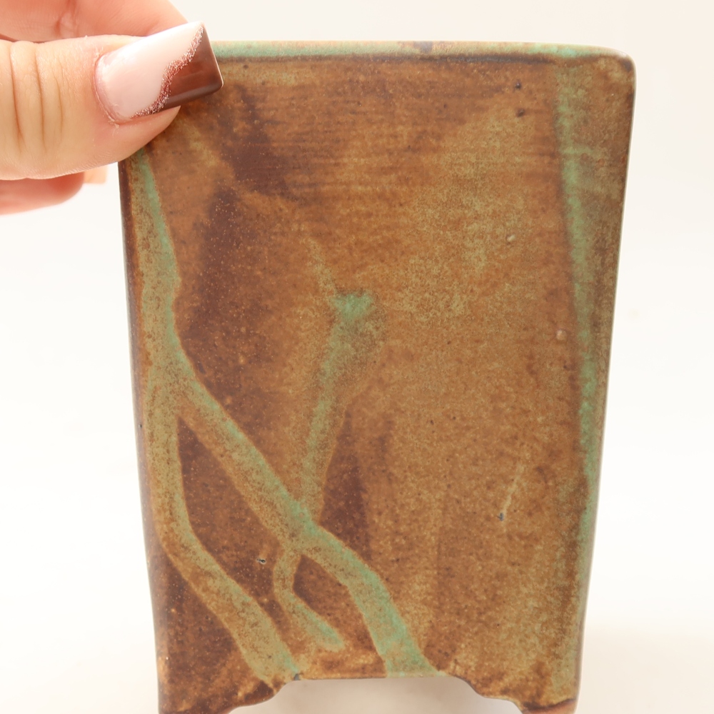 Pot à bonsaï en céramique 9 x 9 x 11,5 cm, couleur marron