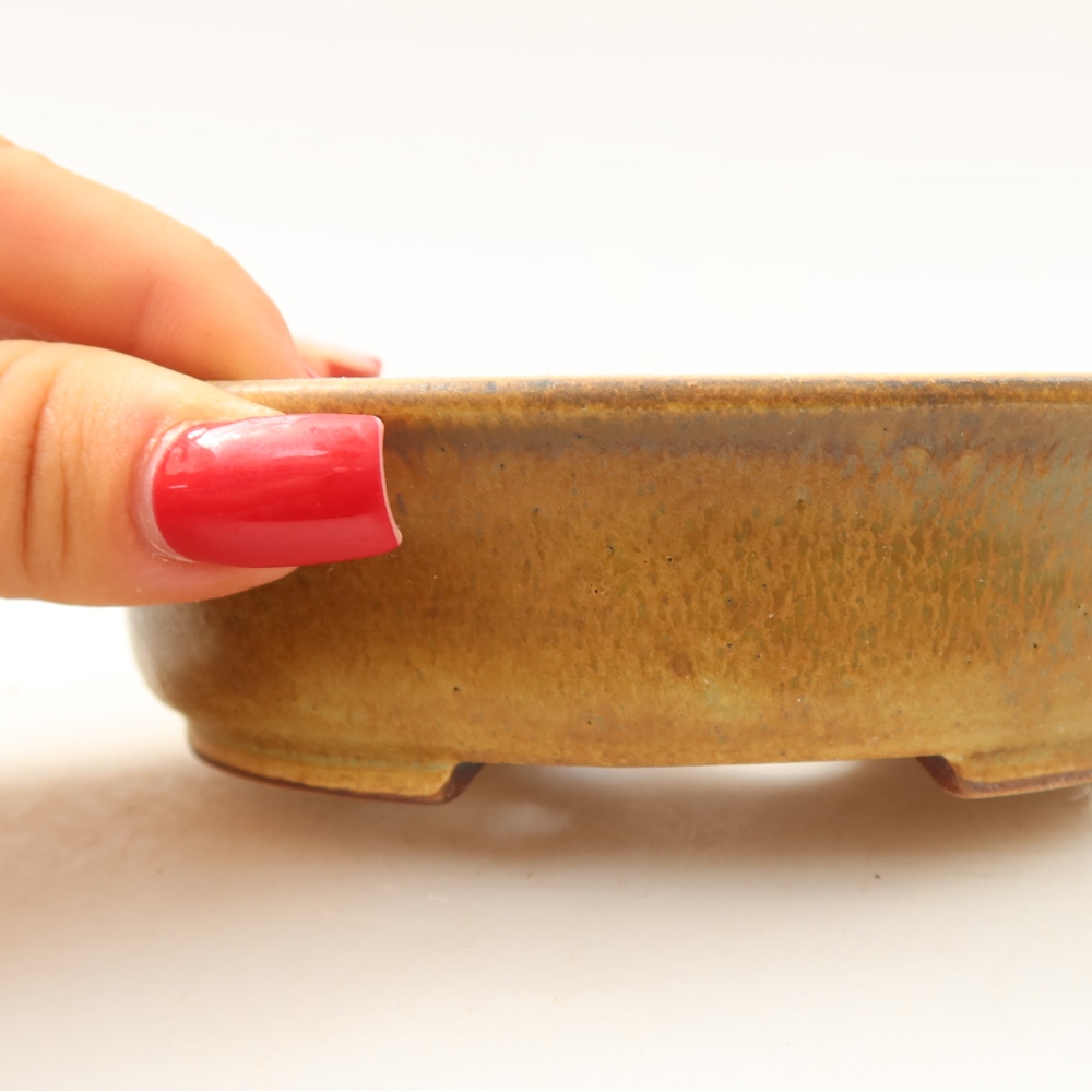 Pot à bonsaï en céramique 12,5 x 11,5 x 3,5 cm, couleur verte