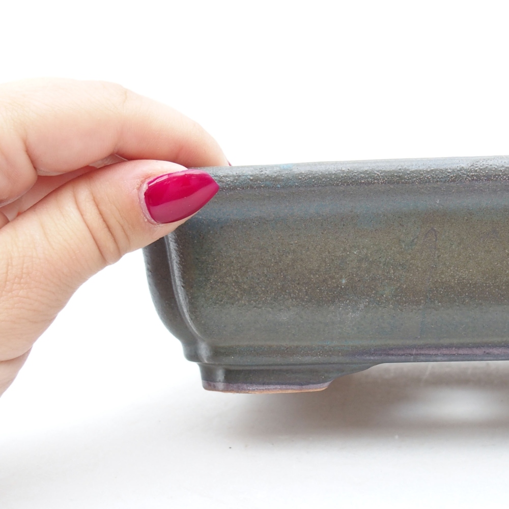 Bol à bonsaï en céramique 18 x 13,5 x 5 cm, gris