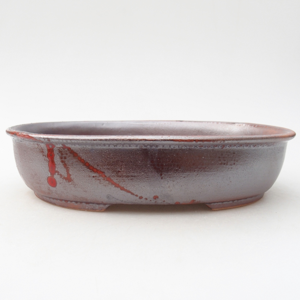 Bol à bonsaï en céramique 22 x 17 x 5 cm, rouge métallique
