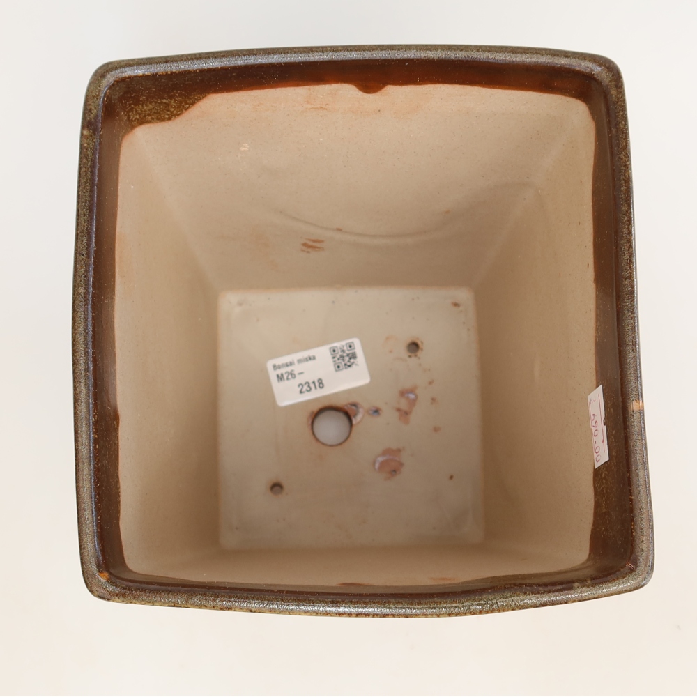 Pot à bonsaï en céramique 15,5 x 15,5 x 19 cm, couleur marron
