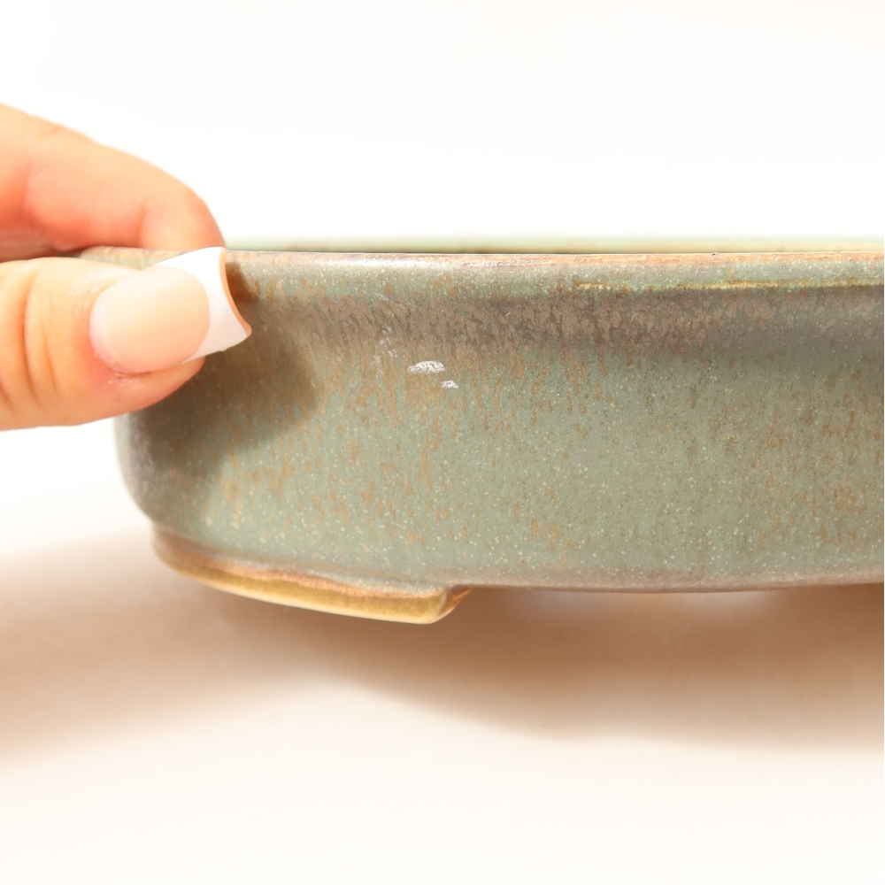 Pot à bonsaï en céramique 18 x 16,5 x 4,5 cm, couleur verte