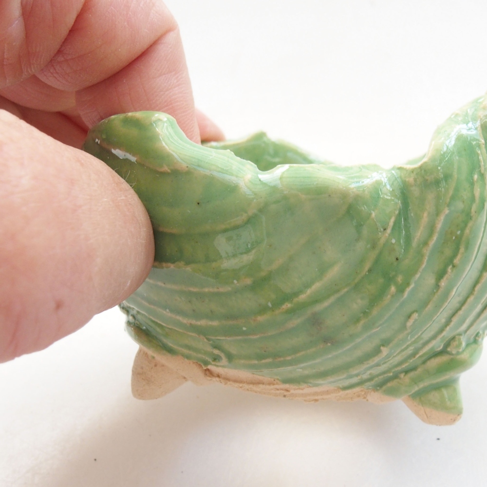 Coquille en céramique 7 x 7 x 5,5 cm , couleur verte