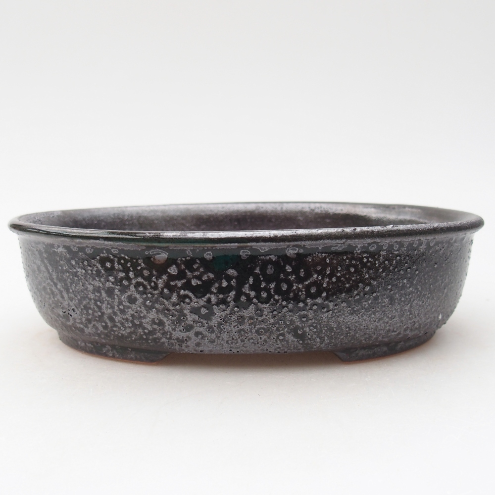 Bol à bonsaï en céramique 19 x 14,5 x 4,5 cm, vert métallique