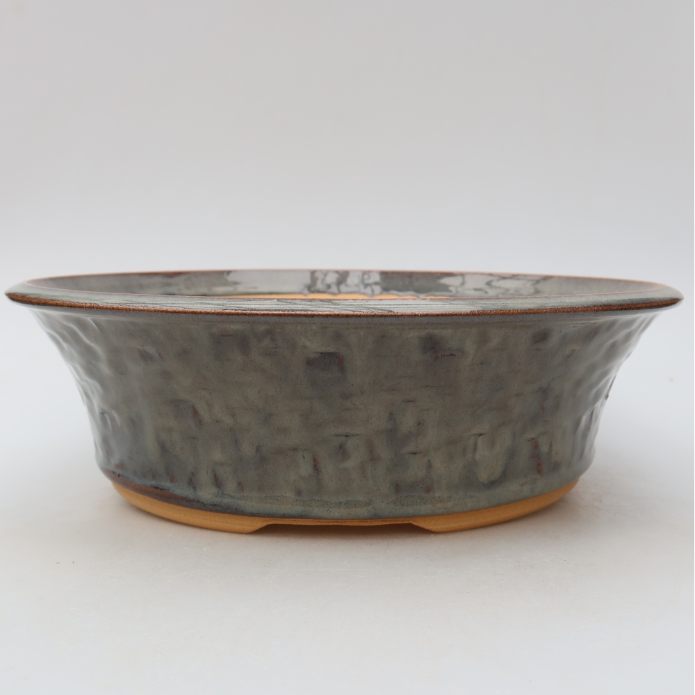 Pot à bonsaï en céramique 26,5 x 26,5 x 8 cm, couleur grise