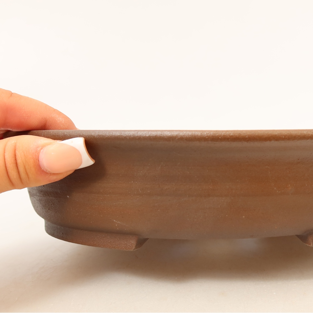 Pot à bonsaï en céramique 21 x 19 x 5 cm, couleur marron