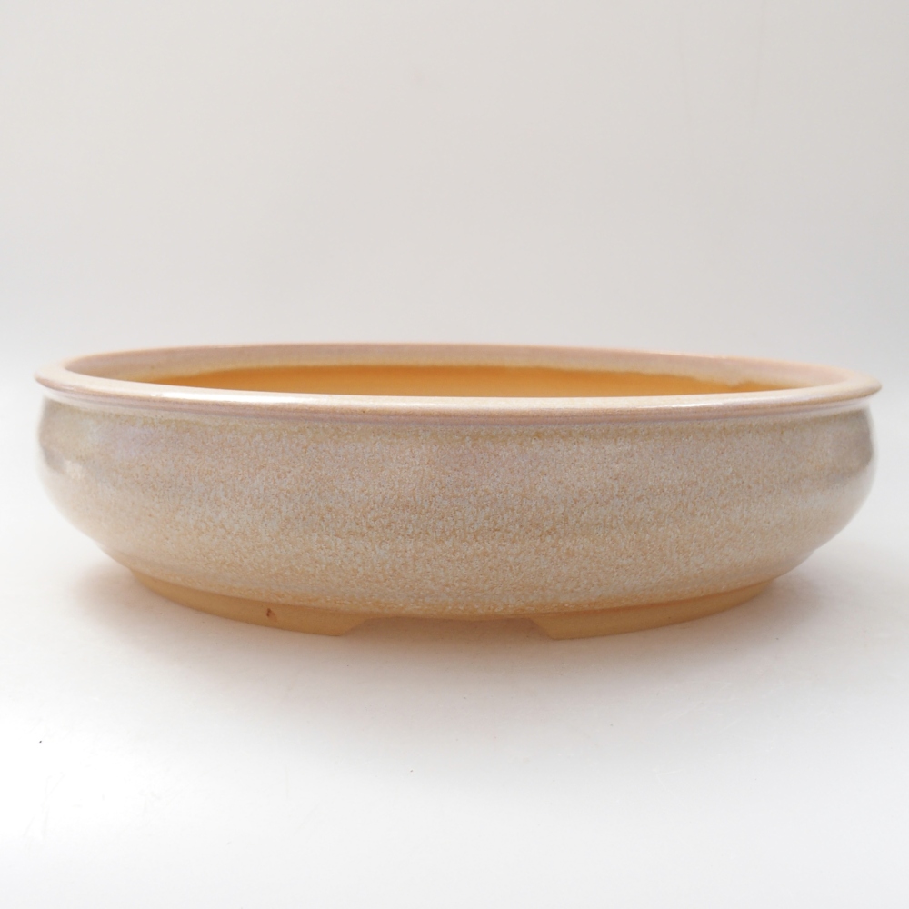 Bol à bonsaï en céramique 25,5 x 25,5 x 6 cm, couleur beige