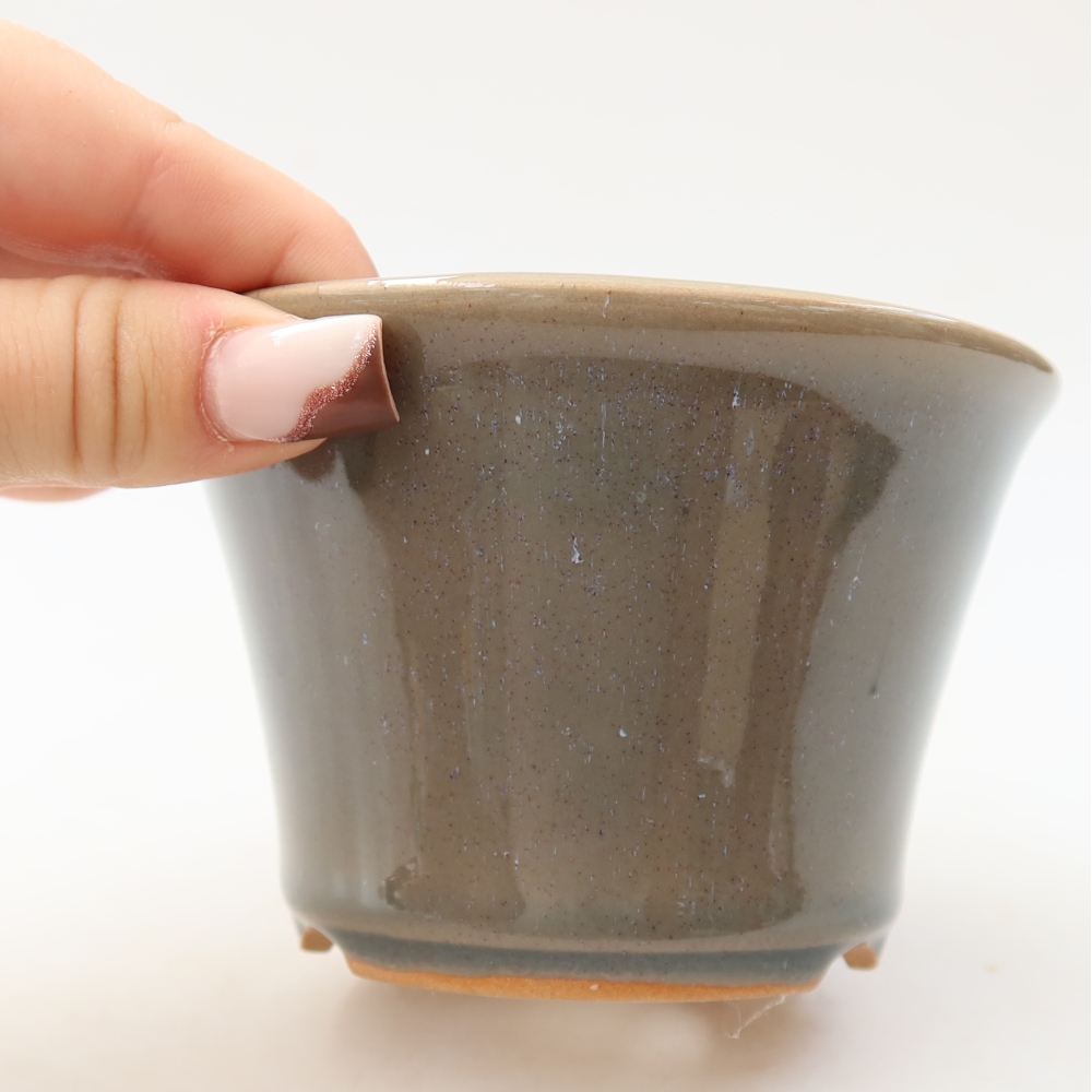 Pot à bonsaï en céramique 11 x 11 x 7 cm, couleur grise