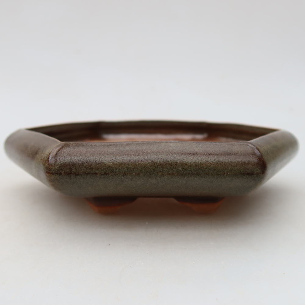 Bol à bonsaï en céramique 17 x 15 x 4 cm, brun