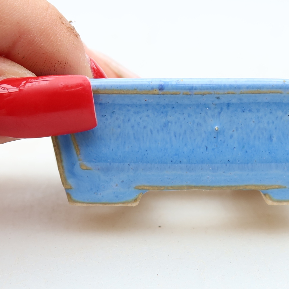 Pot à bonsaï en céramique 6,5 x 6,5 x 2,5 cm, couleur bleue